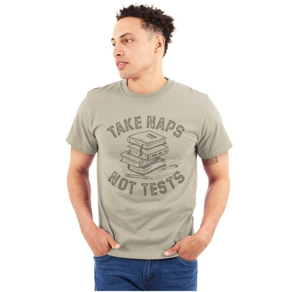 Funny Study Nerd Take Naps Not Tests Plus Size Crewneck Graphic Tee Shirt Brisco Brands 3X