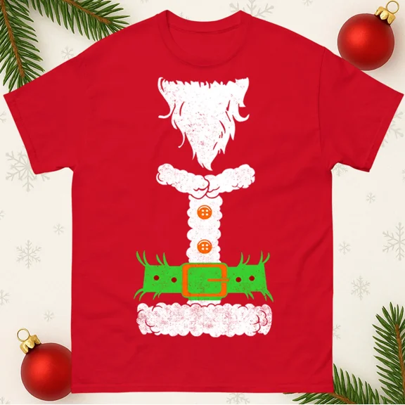 Funny Style Santa Suit T-Shirt Cool Xmas Costume Holiday Family Tee