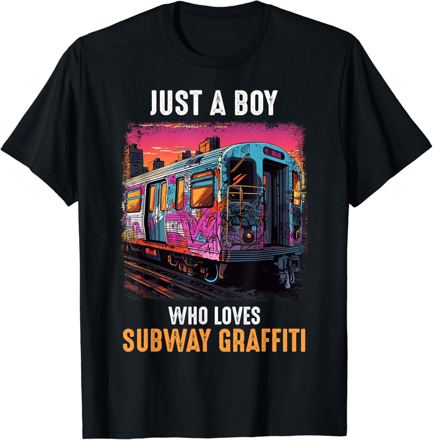Funny Subway Graffiti Tee Art Train Painting for Boys TShirt
