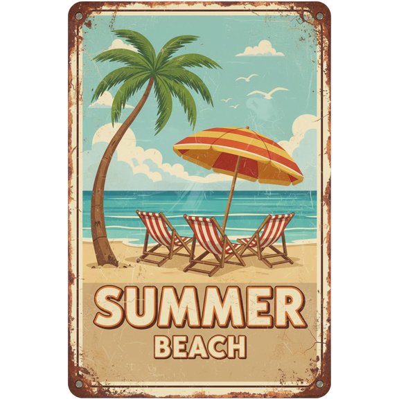 Funny Summer Beach Funny Tin Sign for Swimming Pool Beach Water Park Decor Outdoor 12 * 8inch