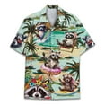 thumbnail image 1 of Funny Summer Beach Raccoon Hawaiian Shirt For Men Vacation Flamingo Donut Mens Hawaiian Shirts Short Sleeve Button Down Shirt, 1 of 7