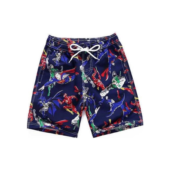 Funny Summer Swim Trunks for Kids, Quick Dry Swim Shorts for Boys and Girls, Bathing Suits, Swimwear, Swim Shorts with Various Colors & Designs, Quick Dry Nylon Shorts, Superheroes, 13-14T