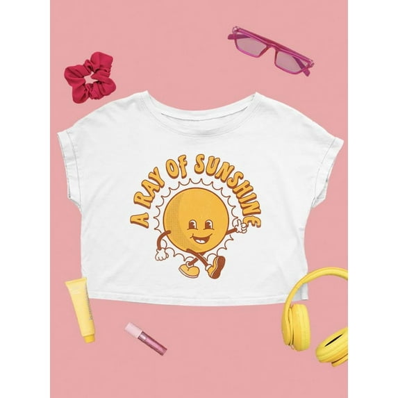 Funny Sun A Ray Of Sunshine Crop Tee Women's -SelectDesign Designs