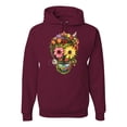 thumbnail image 1 of Funny Sun Flower Grass Nature Skull Fashion Graphic Hoodie Sweatshirt, Maroon, Large, 1 of 1