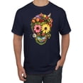 thumbnail image 1 of Funny Sun Flower Grass Nature Skull Fashion Graphic T-Shirt, Navy, Large, 1 of 1