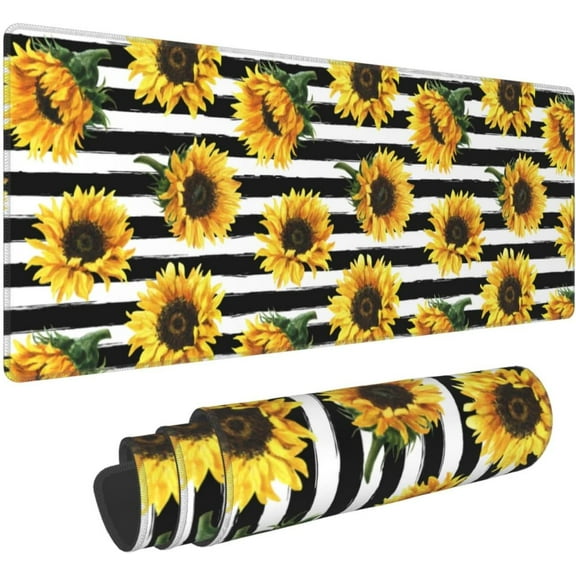 Funny Sunflower Extended Professional Gaming Mouse Pad 31.5x11.8inch, Non-Slip Computer Mouse Pad Waterproof Keyboard Pad Desk Mat