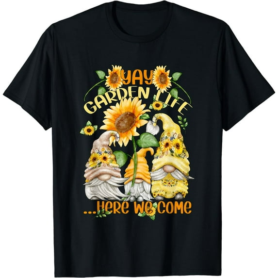 Funny Sunflower Gnome Quote For Hippies & Gardener - Floral T-Shirt Black Small