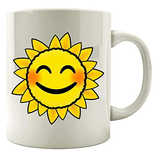 Funny Sunflower 11 oz Coffee Mug - Sunshine Smile Humor White Ceramic Gift