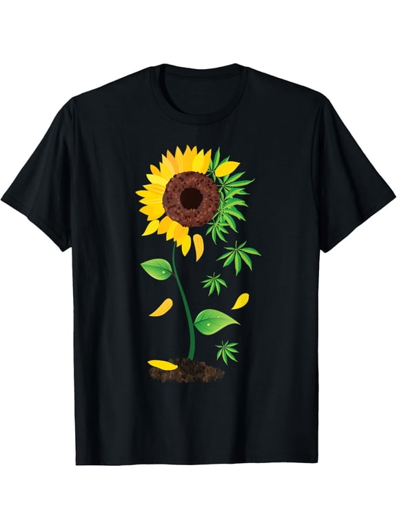 Funny Sunflower Weed Gift For Men Women Cool Marijuana Plant T-Shirt