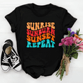 thumbnail image 1 of Funny Sunrise Sunburn Sunset Repeat Print T-Shirt Sunrise Sunburn Sunset Repeat Graphic Print T Shirt Women Short Sleeve Tees Female Casual O Neck T-Shirt, 1 of 5