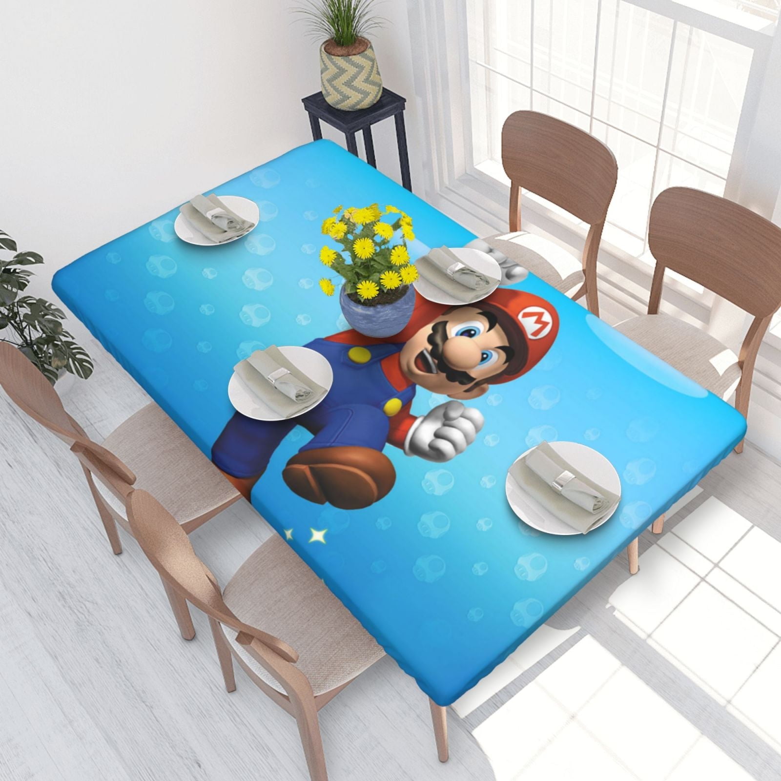 Funny Super Mario Elastic Edged Table Cover Reusable Fitted