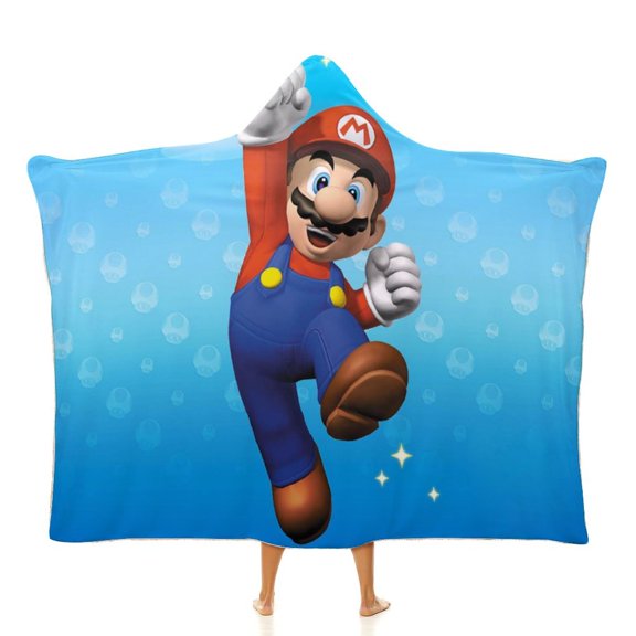 Funny Super Mario Soft Wearable Blanket Hoodie Hooded Blanket Warm Decor Gift For Kids Adult For Sofa Bed Office