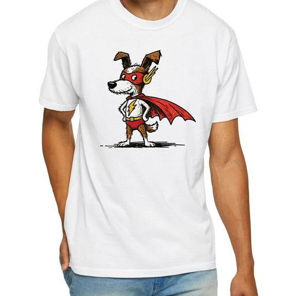 Funny Superhero Dog T‑Shirt – Graphic Tee, Cotton, Unisex Fit