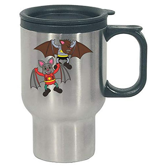 Funny Superhero - Flying Bat - Strength Courage Bravery Humor - Stainless Steel Travel Mug