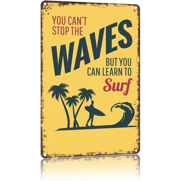 Funny Surf Waves Metal Tin Sign 8x12 Inch Wall Art Decoration for Home Yard Lawn Garden Office Decor