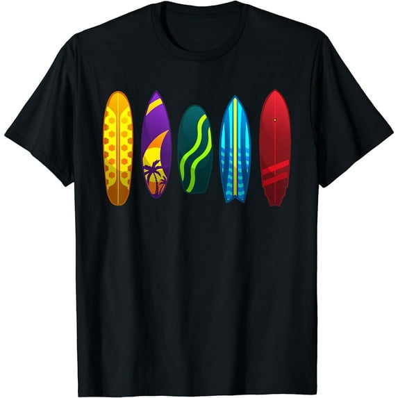 Funny Surfboard Design For Women Surfing Surfboarders T-Shirt Black 2X-Large
