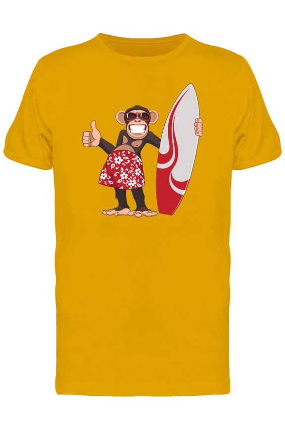 Funny Surfer Chimpanzee T-Shirt Men -Image by Shutterstock, Male Medium