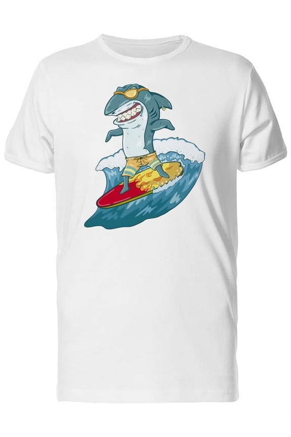Funny Surfing Shark T-Shirt Men -Image by Shutterstock, Male Large