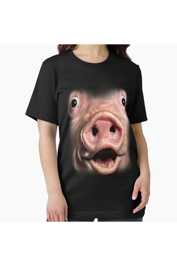 Funny Surprised Pig Face Meme Big Troll Hog Piggy Face Humor Unisex T-Shirt, up to Size 5XL