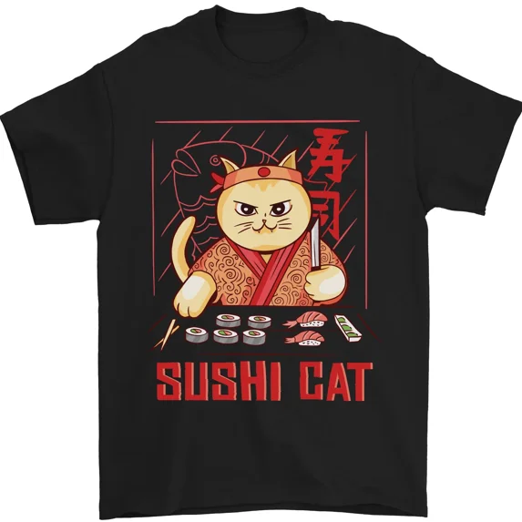 Funny Sushi Cat Food Lover Chef Japan Humor Unisex T-Shirt, up to size 5XL