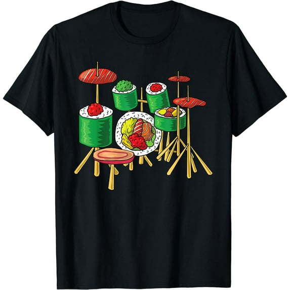 Funny Sushi Drum Cute Asian Street Foodie Drummer Fan Gift T-Shirt