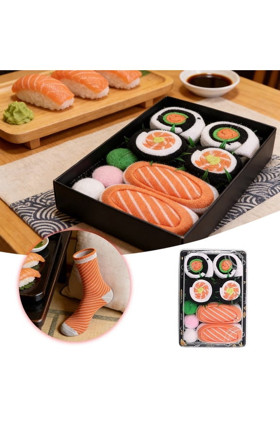 Funny Sushi Roll Socks - 3-Pack Colorful Mid-Tube Socks for Food Lovers & Party Favors
