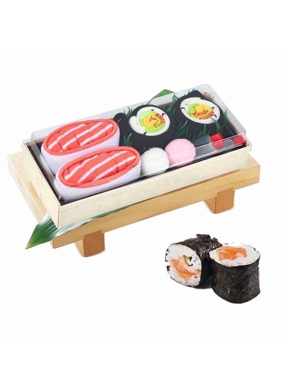 Funny Sushi Socks Box for Men Teens Novelty Food Socks Funky Cool Crazy Socks Gifts Ideas Father's Day Birthday Valentine Christmas Gift (L 2 pairs)