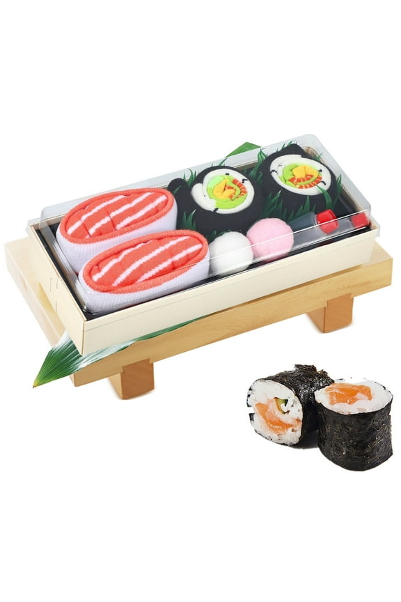 Funny Sushi Socks Box for Men Teens Novelty Food Socks Funky Cool Crazy Socks Gifts Ideas Father's Day Gift (M 2 pairs)