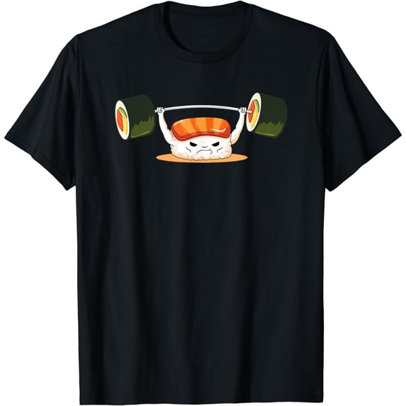 Funny Sushi Weight Lifting I Love Sushi Rolls Gym Fitness T-Shirt
