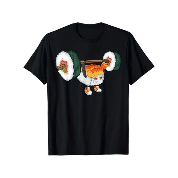 Funny Sushi Weightlifting Graphic T-Shirt – Unis Sushi Print, Stretch Fit, S-XXXL, Perfect for Gym or Outdoor Fun, Allseason Tshirt | Humorous Graphic Tee | Machine Washable Top