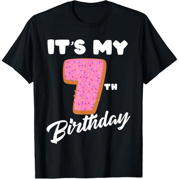 Funny Sweet Donut It's My 7th Birthday 7 Yrs Old Gift Girls T-Shirt