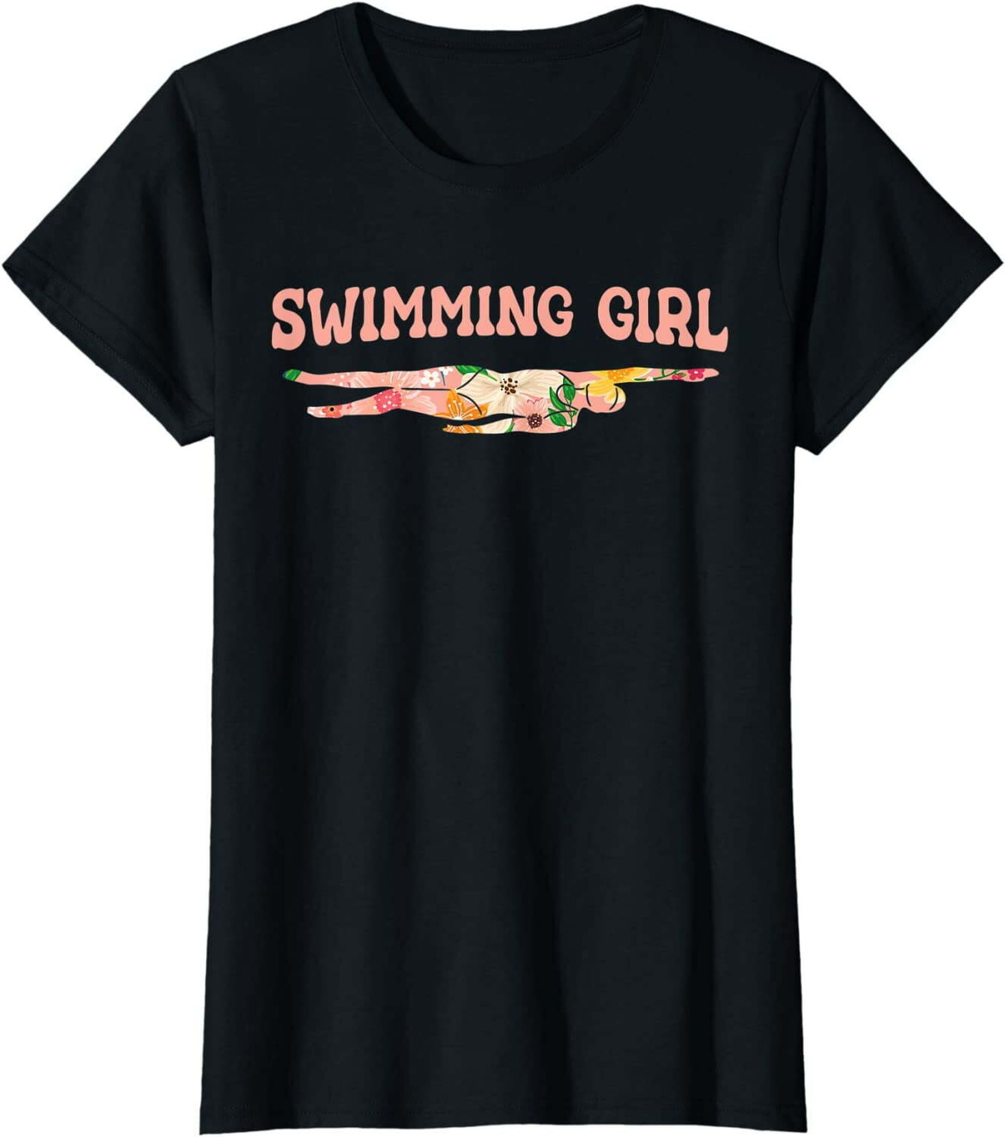 Funny Swim Girl Graphic Tee for Women Perfect for Pool and Sports