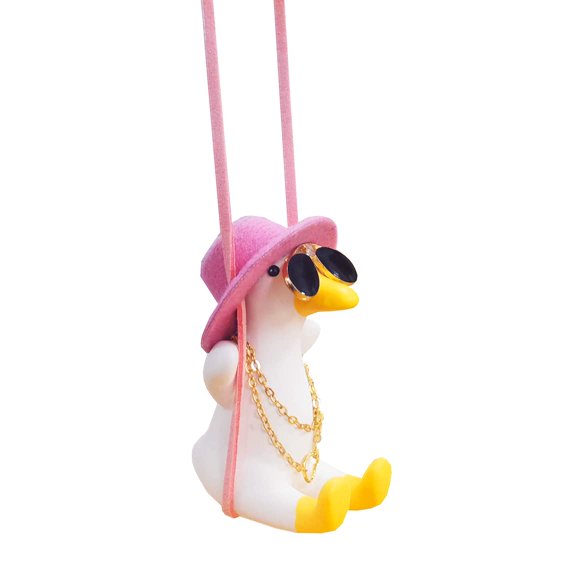 Funny Swinging Duck Car Mirror Hanging Ornament - Cool Automotive Rearview Mirror Accessories for Men Women Teens, Cute Truck Car Gifts Pendant Charm Decor