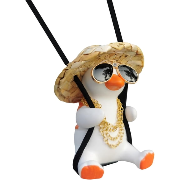 Funny Swinging Duck Car Mirror Hanging Ornament - Cool Automotive Rearview Mirror Accessories for Men Women Teens, Cute Truck Car Gifts Pendant Charm Decor