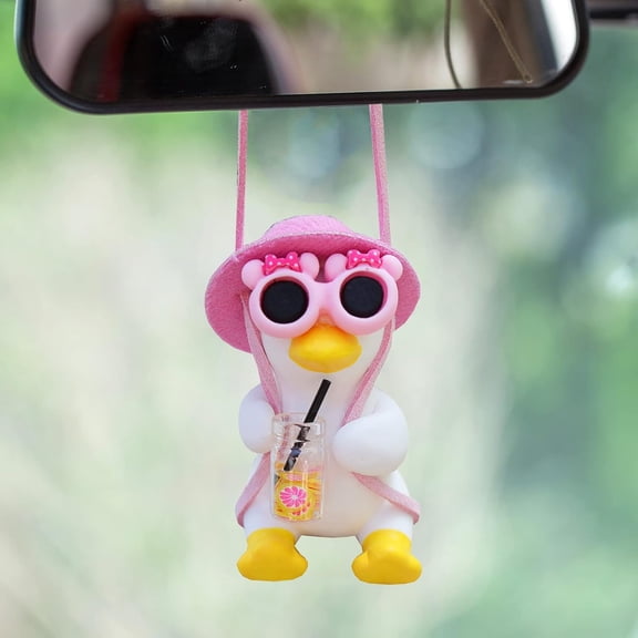 Funny Swinging Duck Car Mirror Hanging Ornament - Cool Automotive Rearview Mirror Accessories for Men Women Teens, Cute Truck Car Gifts Pendant Charm Decor (Cool A)