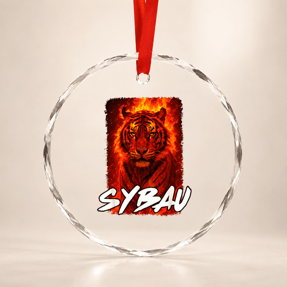 Funny Sybau Ironic Tiger Meme Sigma Brainrot Quote Glass Ornament