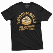 Funny Synonym Rolls Grammar T-shirt Humorous Foodie Food double meaning tee Large Black