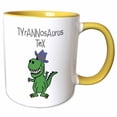 thumbnail image 1 of 3drose, Funny T-rex Dinosaur Wearing Cowboy Hat Tyrannosaurus Tex Pun, 15oz Two-tone Yellow Mug, 1 of 6