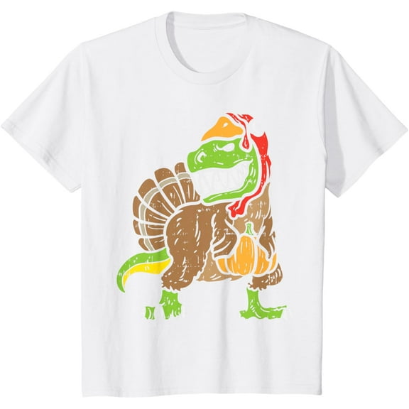Funny T-Rex Turkey Dinosaur Boys Toddler Kids Thanksgiving T-Shirt