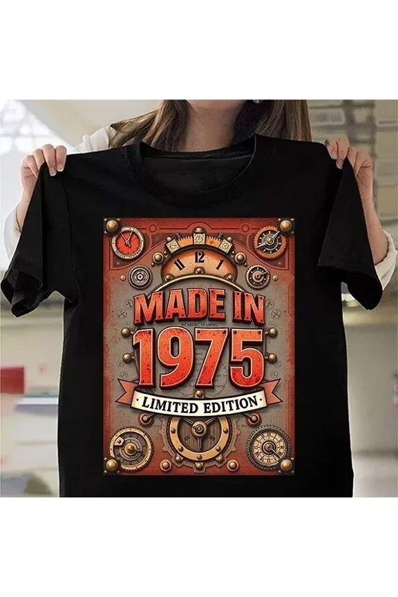Funny T-Shirt 50Th Birthday Made In 1975 Born In Present For Cool Gift Idea Tee Unisex S-5XL Hot Trending Shirt, Vintage Birthday Gift