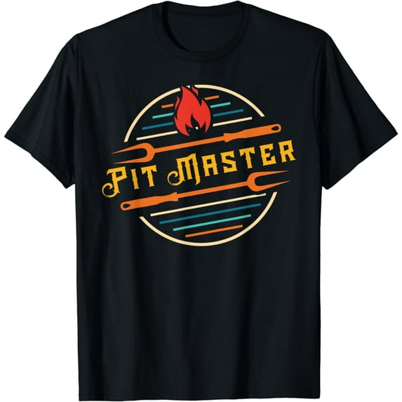 Funny T-Shirt Funny Pitmaster Graphic BBQ Grill Fork Retro Pit Master T-Shirt