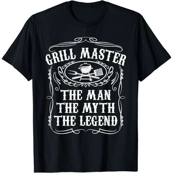 Funny T-Shirt Grill Master The Man The Myth Legend Funny BBQ Smoker Gift T-Shirt