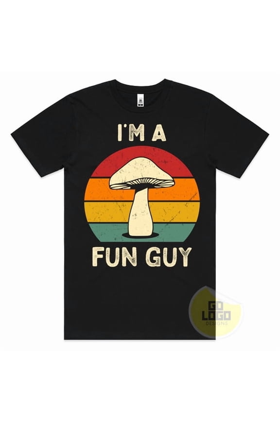 Funny T-Shirt I'M A FUN GUY Mushroom Fungi Retro Sunset Cool Tee Gift Dad Joke