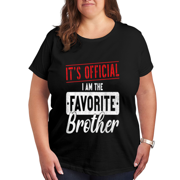 Funny T-Shirt for Men Women, It's Official I'm The Favorite Brother Letter Graphic Short Sleeve Comfy Casual Tee Tops
