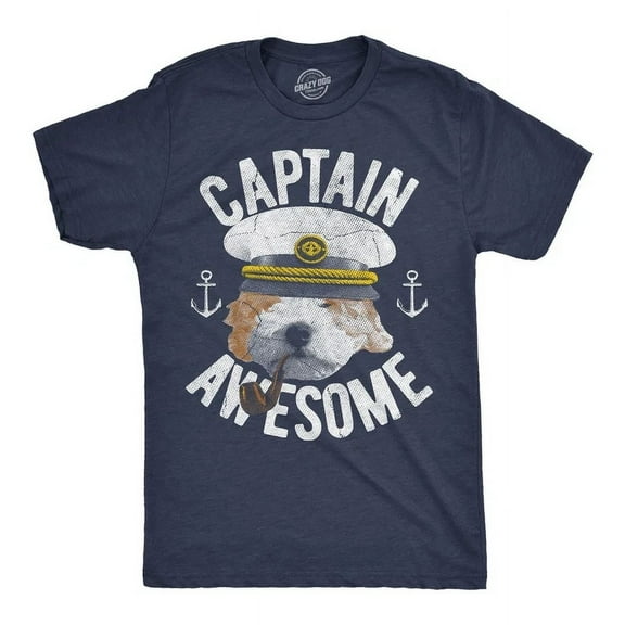 Funny T Shirts Captain Awesome Cute Puppy Graphic Tee Unisex S-5XL Hot Trending Shirt, Vintage Birthday Gift