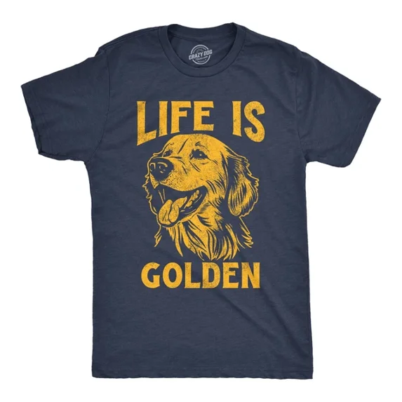 Funny T Shirts Life Is Golden Puppy Graphic Tee Men Unisex S-5XL Hot Trending Shirt, Vintage Birthday Gift