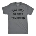 thumbnail image 1 of Funny T Shirts The Diet Starts Tomorrow Food Tee Men Unisex S-5XL Hot Trending Shirt, Vintage Birthday Gift, 1 of 3