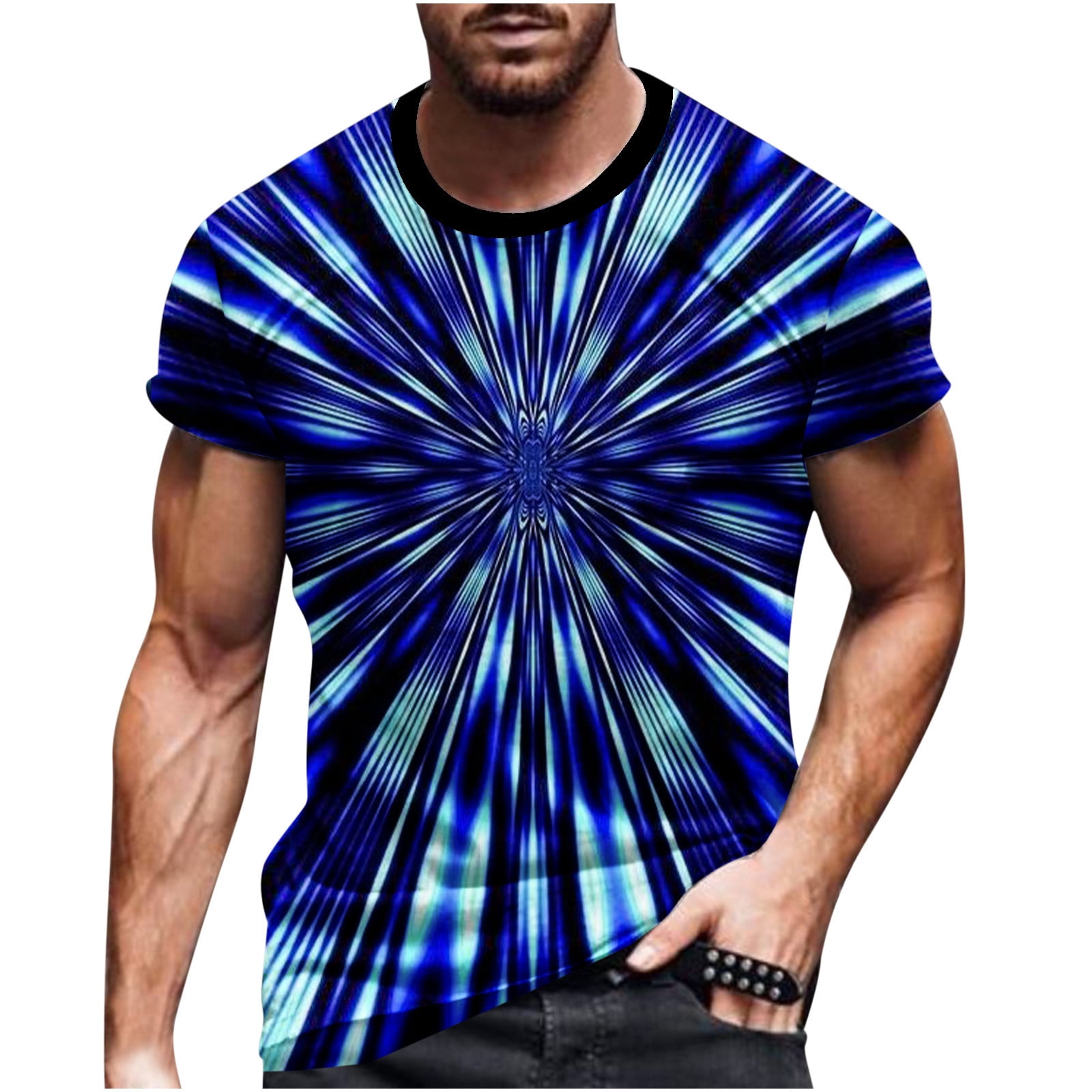 Funny T Shirts for Men Colorful Graphic 3D Print Tees Crew Neck Tshirts Summer Casual Sports Tops Short Sleeve