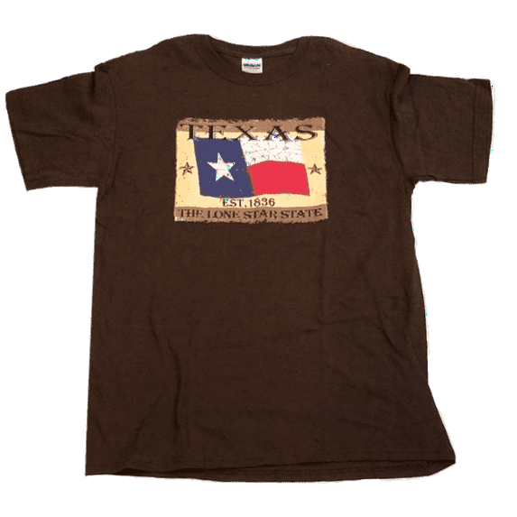 Funny T-shirt Adult Men Short Sleeve Texas the Lone Star State Brown Adult Men T-Shirt Tee Shirt (Size Medium)