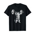 thumbnail image 1 of Funny T-shirt featuring a cat weightlifting print; suitable for men and women., 1 of 7